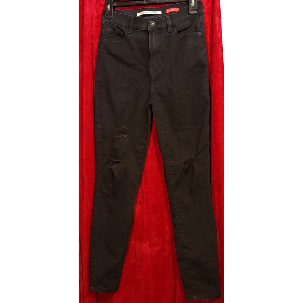 Celebrity Pink Skinny Jeans Kids‎ Size 3/26 Black Good Distressed High Rise Deb